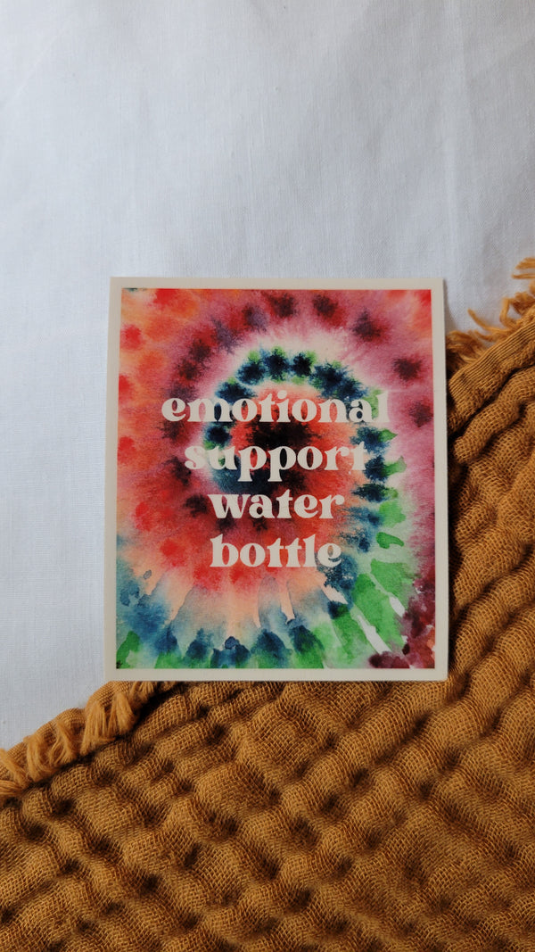Emotional Support Water Bottle | Tie Dye Vinyl Sticker