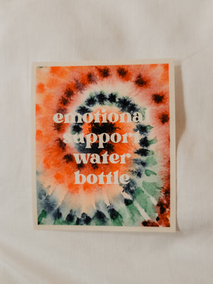 Emotional Support Water Bottle | Tie Dye Vinyl Sticker
