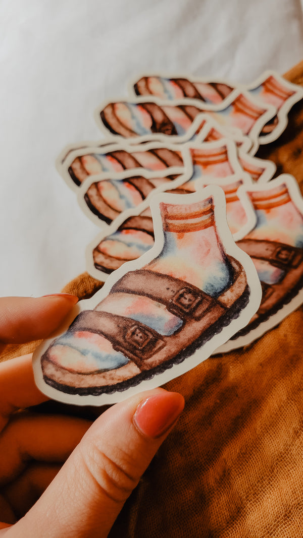 Birk and Sock Tie Dye Sandal | Watercolor Vinyl Sticker