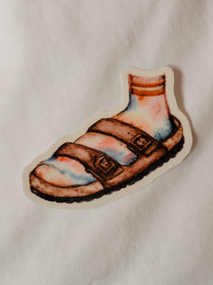 Birk and Sock Tie Dye Sandal | Watercolor Vinyl Sticker