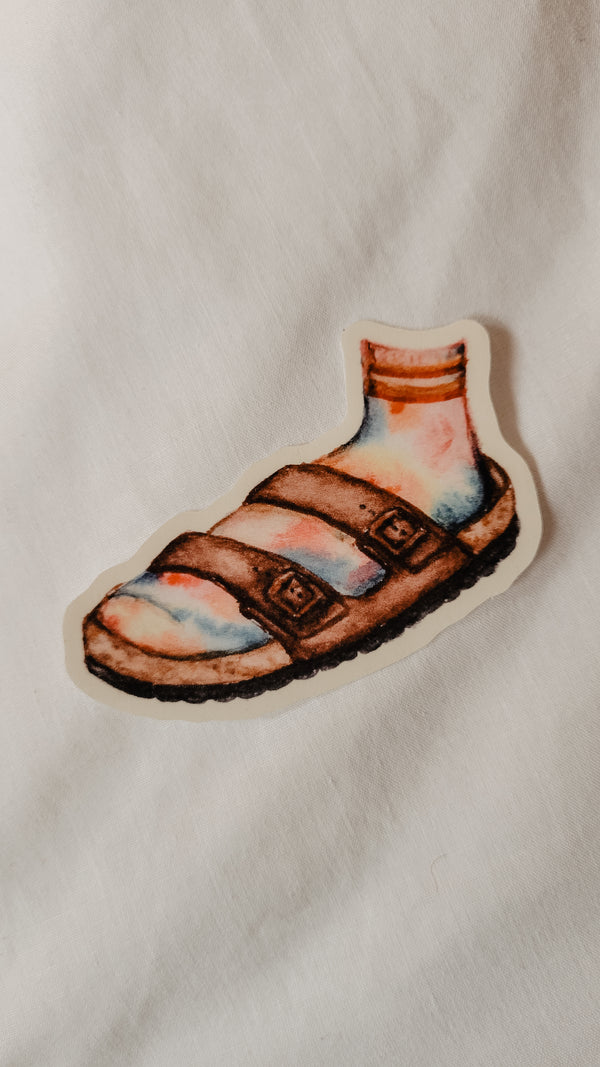 Birk and Sock Tie Dye Sandal | Watercolor Vinyl Sticker