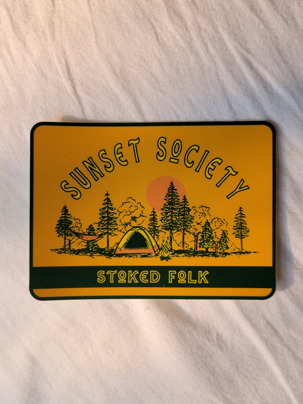 Stoked Folk Campfire | Mustard | Vinyl Sticker