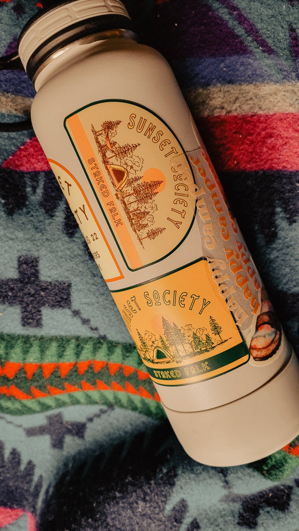 Stoked Folk Campfire | Mustard | Vinyl Sticker