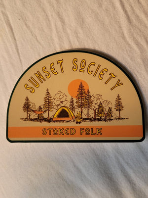 Stoked Folk Campfire | Beach | Vinyl Sticker