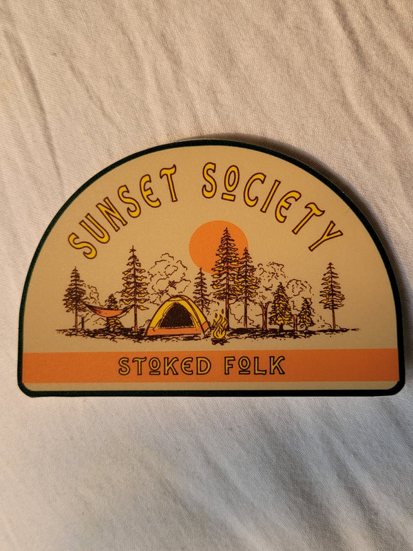 Stoked Folk Campfire | Beach | Vinyl Sticker