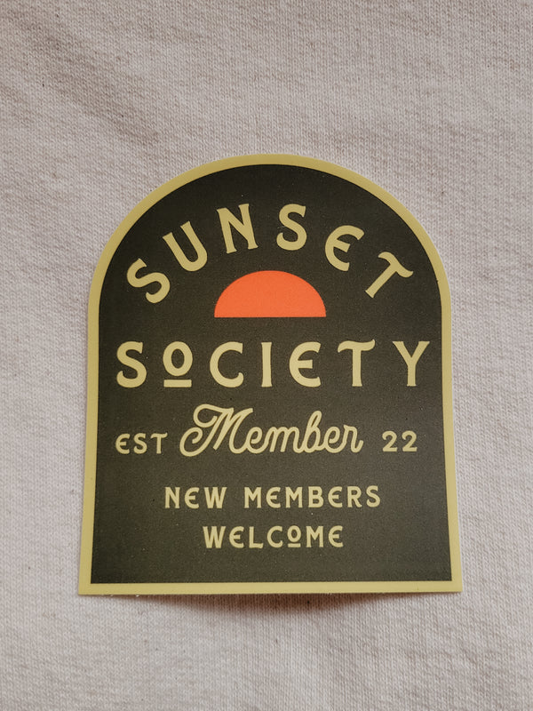 Sunset Society Logo | Camp Green | Vinyl Sticker