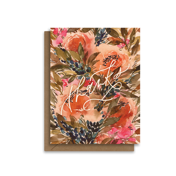 Wild Vintage Peony Florals | Thank you Card