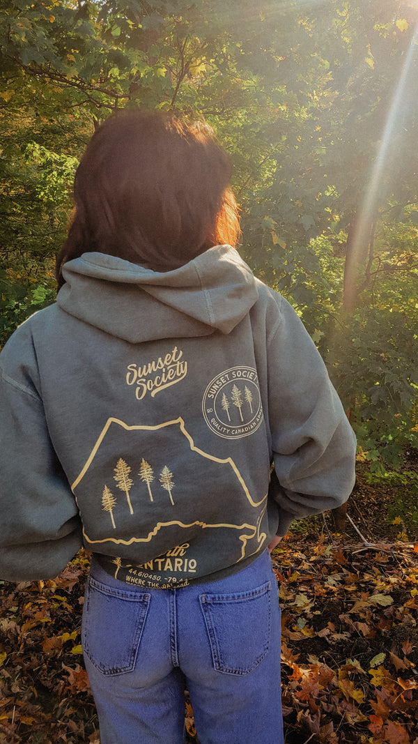 Up North Ontario  Hoodie - Green Daydream S