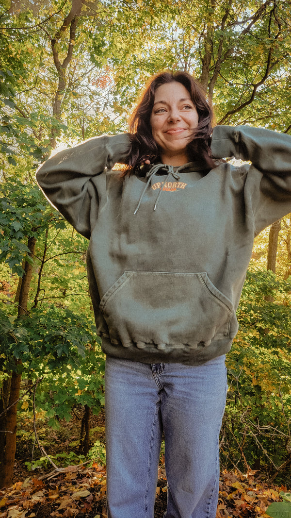 Up North Ontario  Hoodie - Green Daydream S