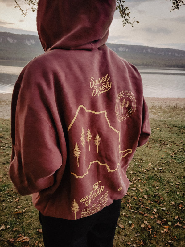 Up North Ontario Hoodie - Red Afterglow S