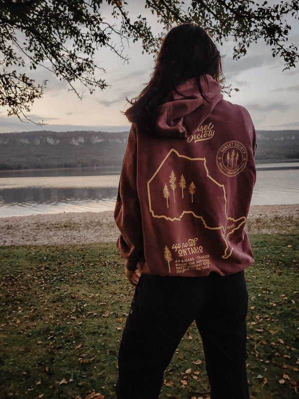 Up North Ontario Hoodie - Red Afterglow S