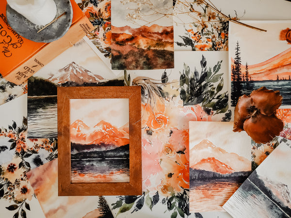 Rust Red Mountains National Park Wall Art | Watercolor Print