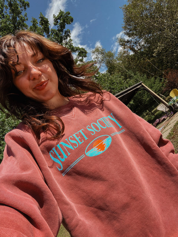 Sunset Society Crewneck - Red Afterglow