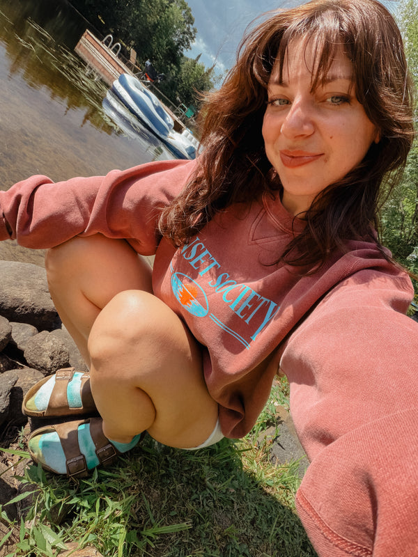 Sunset Society Crewneck - Red Afterglow