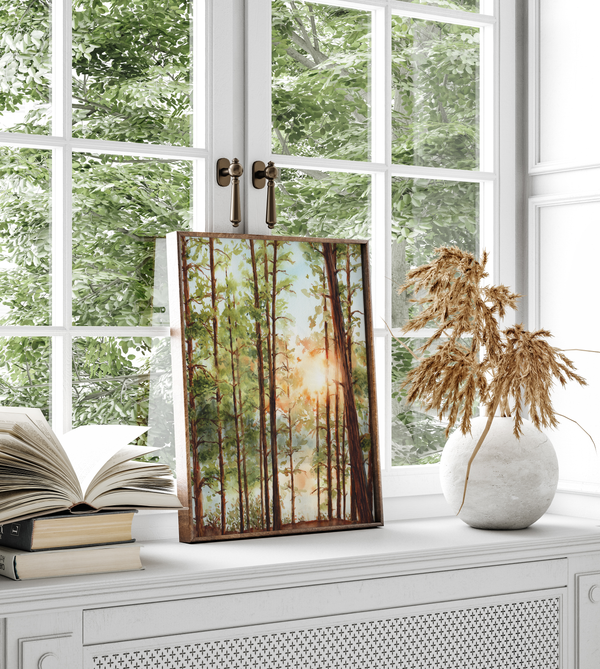 Algonquin Sunset Through the Pines | Forest Wall Art | Watercolor Print
