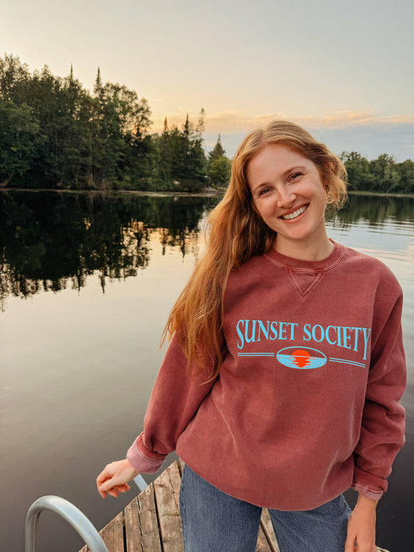 Sunset Society Crewneck - Red Afterglow