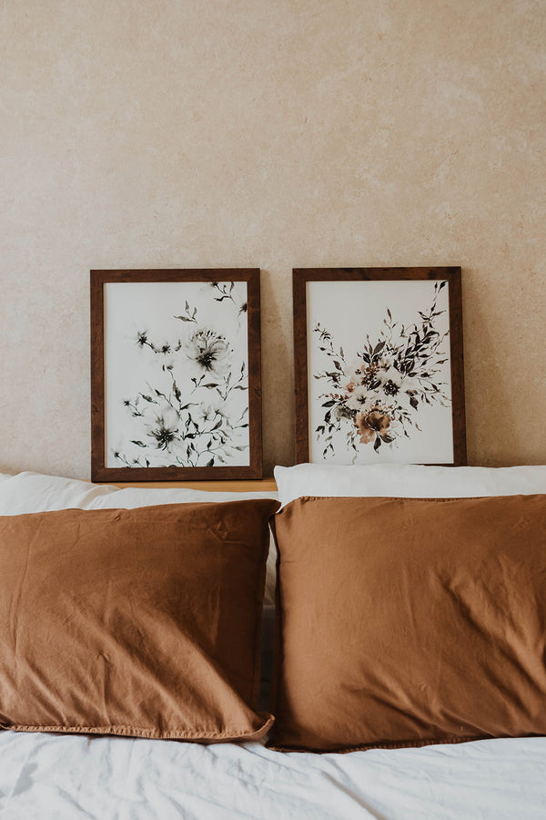 Minimalist Black + White Neutral Floral Wall Art | Watercolor Print