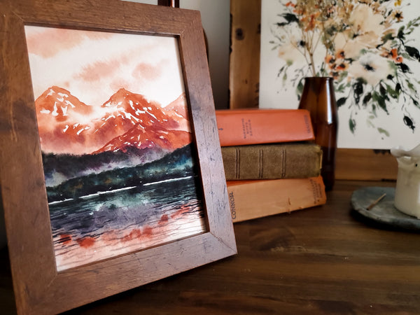 Rust Red Mountains National Park Wall Art | Watercolor Print
