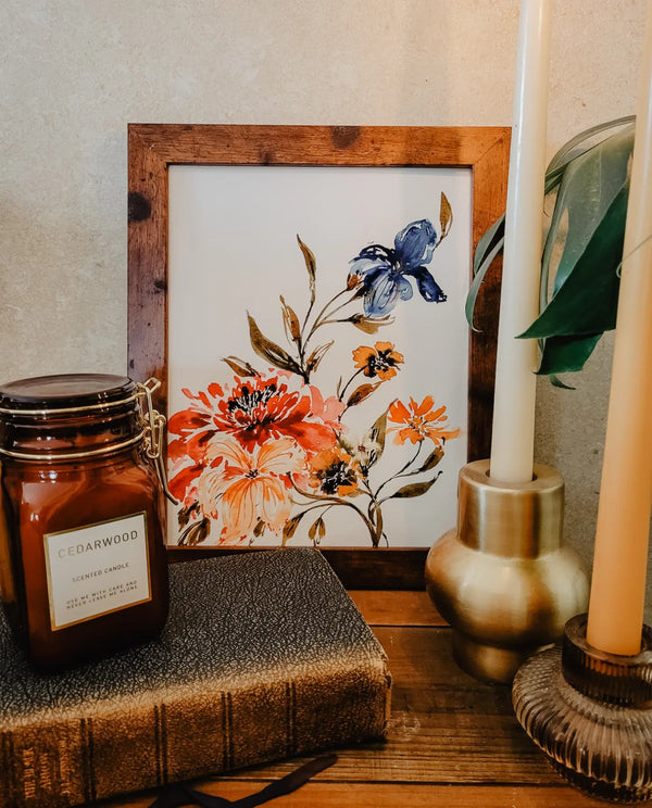 Red + Blue Vintage Botanical No. 2 Wall Art | Watercolor Print